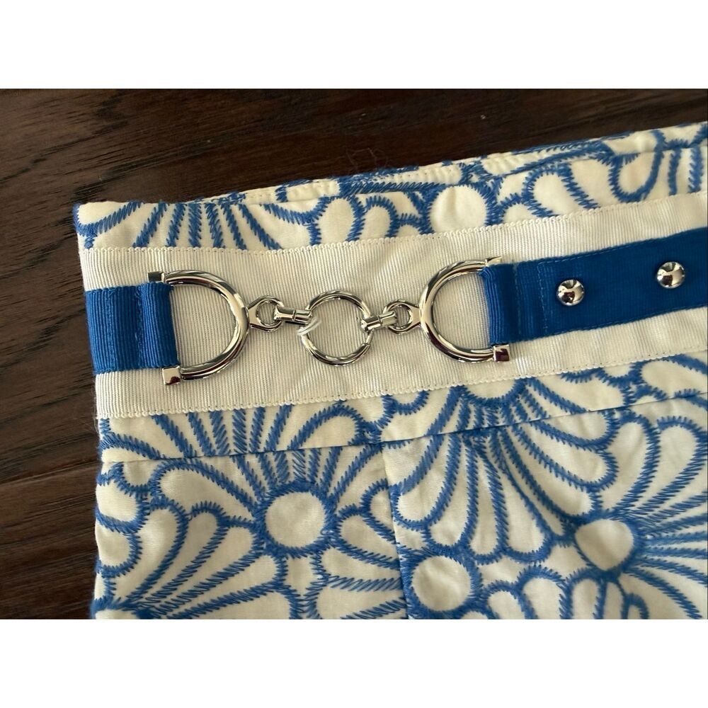NWT Antonio Melani Blue White Flower Horsebit Mini Skirt 12 - Picture 3 of 8